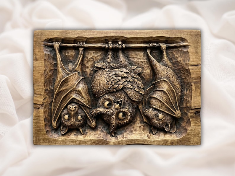 Bats & Owl 3D Relief STL