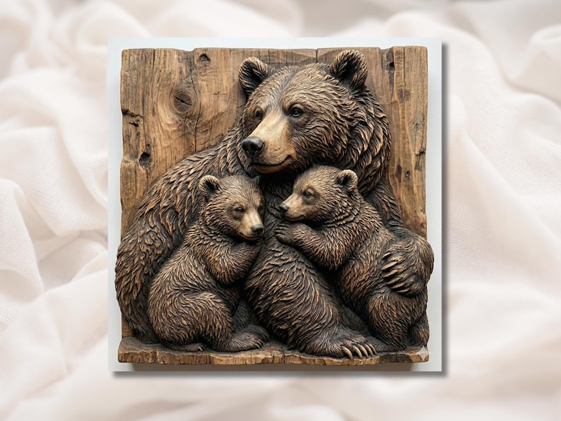 Bear Family 3D Relief STL