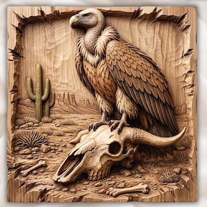 Desert Vulture Relief STL view 1