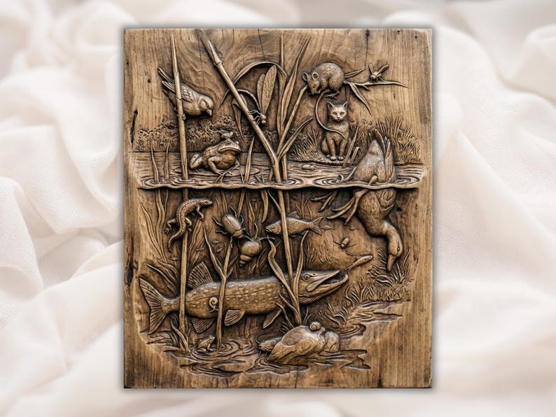Pond Wildlife 3D Relief STL