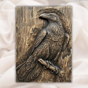 Raven Bird 3D Relief STL view 1