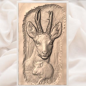 Deer & Wild Boar 3D Relief STL view 3
