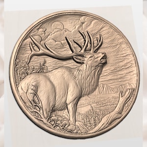 Elk Wall Art STL view 2