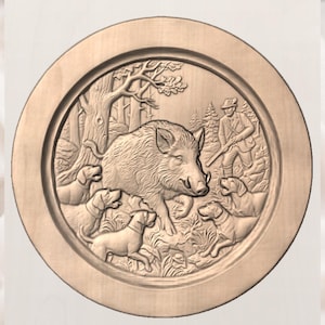 Wild Boar Hunt Relief STL view 3