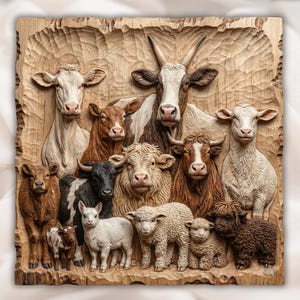 Farm Animals Relief STL Bundle view 1