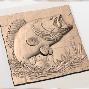 Largemouth Bass 3D Relief STL view 2