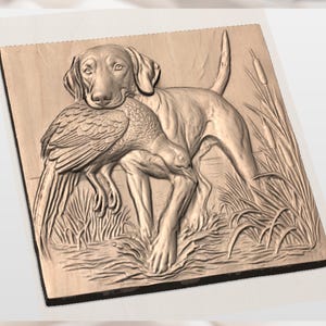 Bird Dog Retriever 3D Relief STL view 3