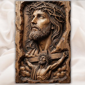 Jesus Crucifixion 3D Relief STL view 1