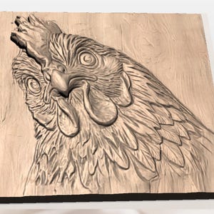 Chicken Head 3D Relief STL view 3