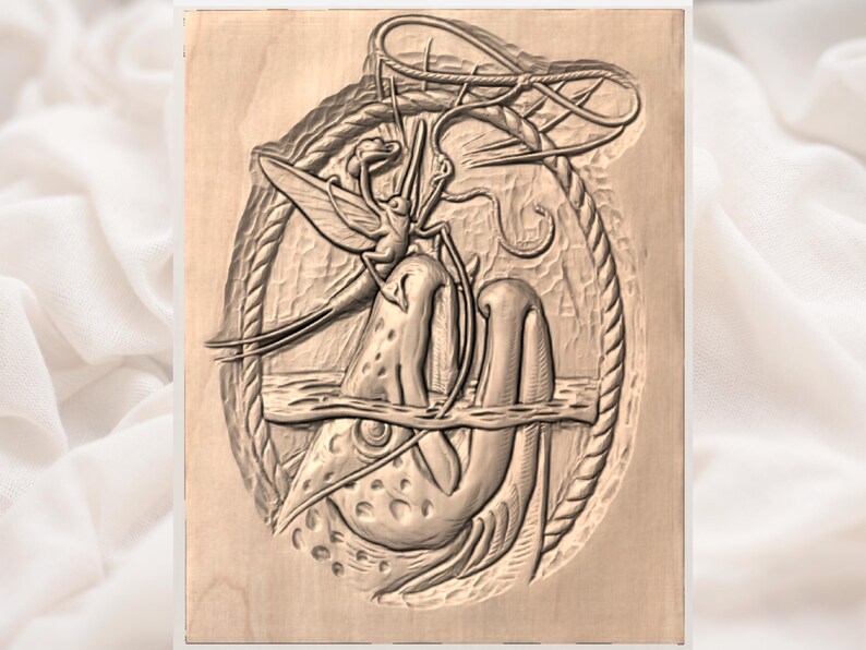 Funny Fly Fishing Trout 3D Relief STL | Cowboy Lasso Lure Wood Panel |Fishing Wall Art |Cowboy Lasso Trout STL| Humorous Fishing Wall Plaque image 2