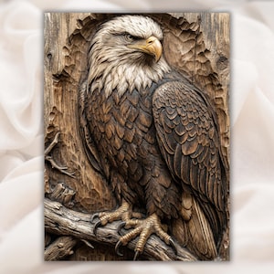 Bald Eagle 3D Relief STL view 1