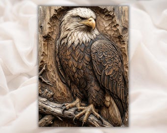 Bald Eagle 3D Relief STL | Majestic Eagle CNC Wood Carving File | Wildlife Wall Art STL | Rustic Cabin Decor