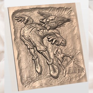 Funny Clown Kicked Out of Circus 3D Relief STL view 2