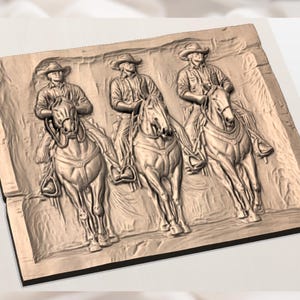 Cowboys on Horseback STL Relief view 3
