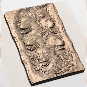 Dogs Portrait 3D Relief STL view 3