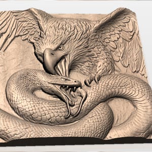 Eagle vs Snake 3D Relief STL File view 2