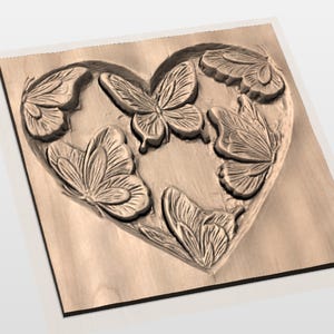 Butterfly Heart STL Relief view 2
