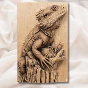 Bearded Dragon Lizard 3D Relief STL view 1