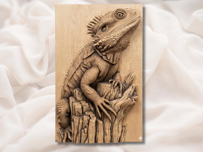 Bearded Dragon Lizard 3D Relief STL