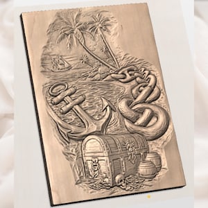 Pirate Treasure Island 3D Relief STL view 2