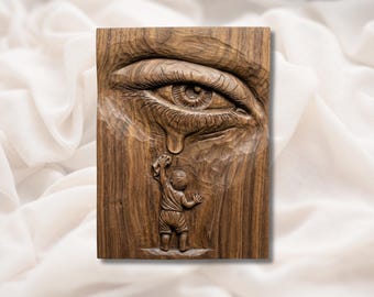 Giant Eye & Child 3D Relief STL | Surreal Tear Emotional Wall Art Panel | CNC Router Aspire, VCarve Pro, Carveco, Fusion 360, ArtCAM