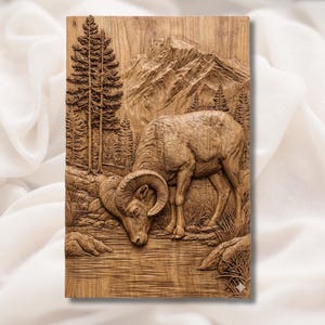 Bighorn Sheep 3D Relief STL view 1