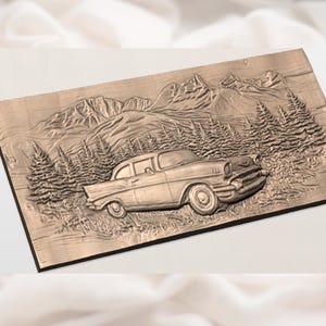 Classic Car Mountain 3D Relief STL view 2