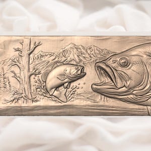 Largemouth Bass Relief STL view 2