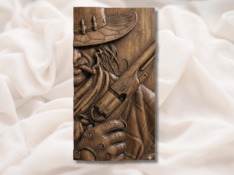 Gunslinger Close-Up 3D Relief STL
