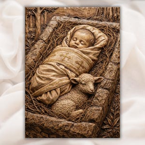 Nativity Baby Jesus 3D Relief STL for CNC Router view 1
