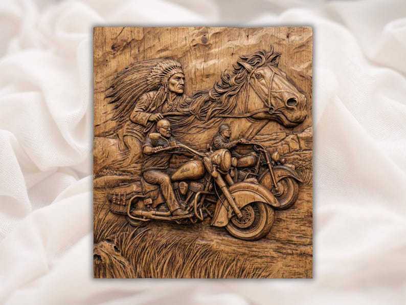 Native Warrior and Biker 3D Relief STL