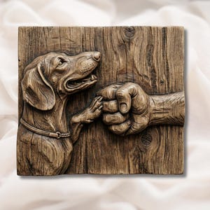 Dog Paw Handshake 3D Relief STL view 1