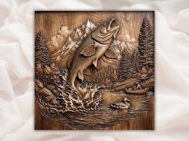 Jumping Trout 3D Relief STL