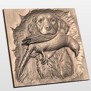 Brittany Spaniel Pheasant 3D STL File view 2