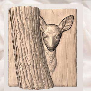 Peekaboo Deer Fawn 3D Relief STL view 2