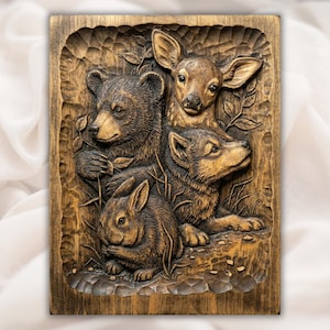 Woodland Baby Animals 3D Relief STL for CNC Router view 1