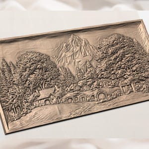 Mountain Forest Cabin 3D Relief STL view 2