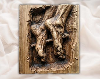 Crucifixión, clavos, manos, relieve, modelo STL/CNC, enrutador, 3D, panel de bajorrelieve con veta de madera, arte mural cristiano, decoración de iglesia