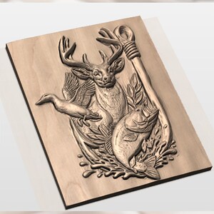 Deer Duck Bass Trophy Wall Art Panel view 2