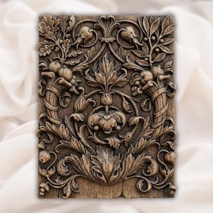 Baroque Acanthus Floral Ornament 3D Relief STL view 1