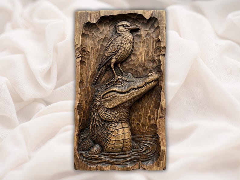 Alligator & Bird Relief STL