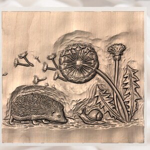 Hedgehog Nature 3D Relief STL view 2