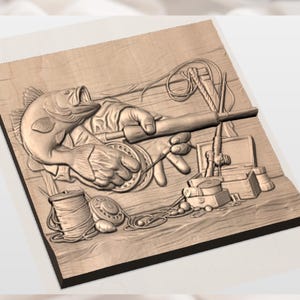 Fishing Gear 3D Relief STL view 3