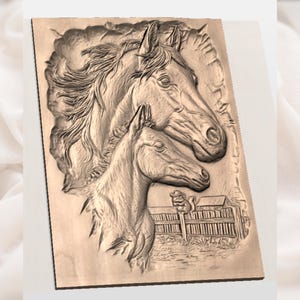 Horse & Foal Relief STL view 2