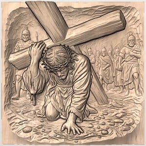 Jesus Carrying Cross Relief STL view 3