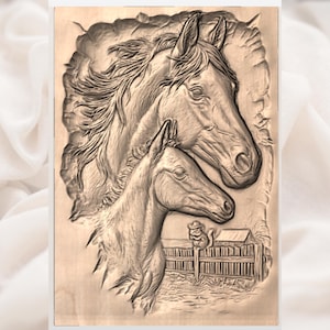 Horse & Foal Relief STL view 3