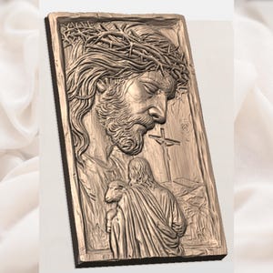 Jesus Portrait 3D Relief STL view 2