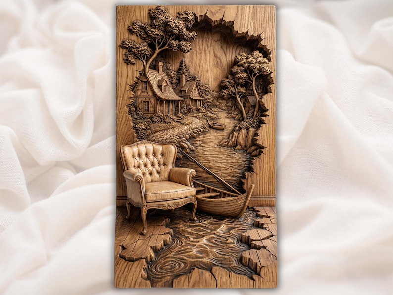 Cottage River Scene STL