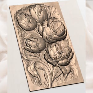Red Tulip Bouquet STL view 3