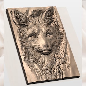 Fox Face 3D Relief STL view 2